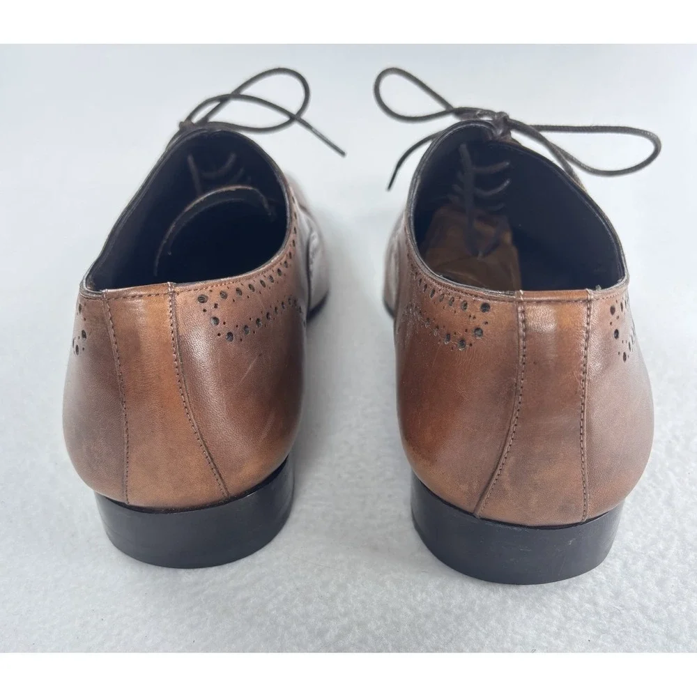 Mezlan Brown Leather Wingtip Oxford Men's Dress Shoes Sz 12 M Old Money Academia